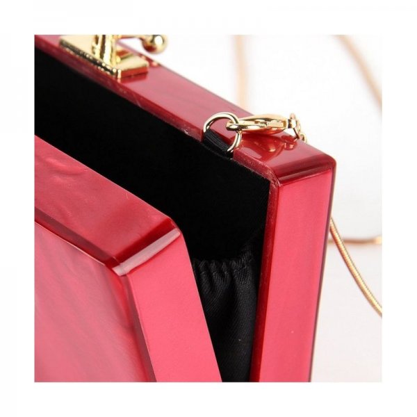 YOUTH UNION WOMEN ACRYLIC EVENING BAGS PURSES CLUTCH VINTAGE BANQUET HANDBAG - RED HEART